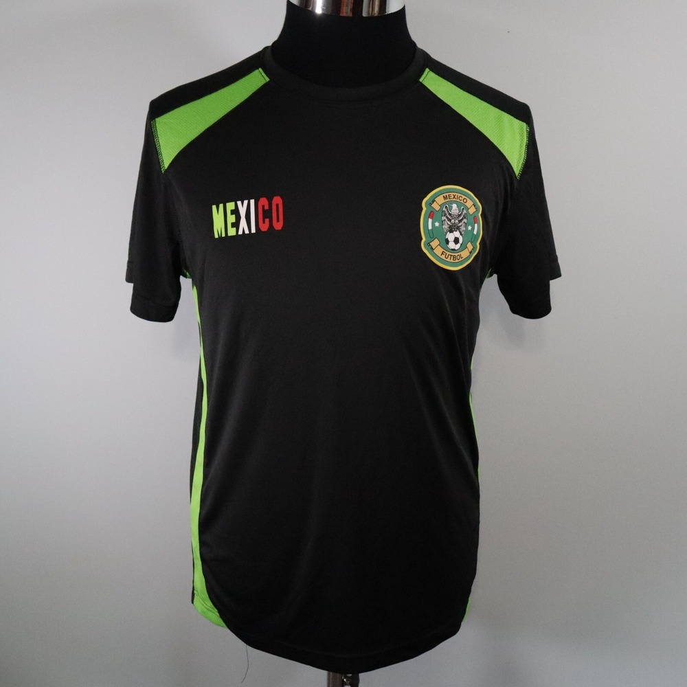 Mexico Futbol Shirt Mens Medium Striker Activewear Soccer Black Short Sleeve